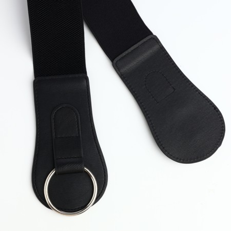 Women's belt, width 8.5 cm, metal buckle, black color-4