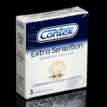 CONTEX Extra Sensation condoms with large dots and ribs, 3 pcs
