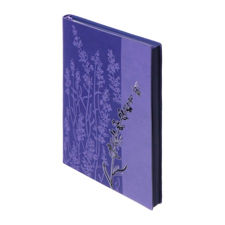 Set gift Escalada Diary A5 120 sheets, soft cover of artificial leather, foil embossing, pancake embossing, block 70 g/m2, lilac + pen + pen.-2