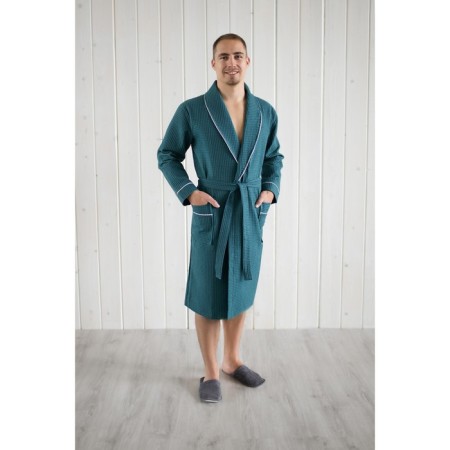 Male robe, Schalka+Kant, size 62, emerald color, waffle