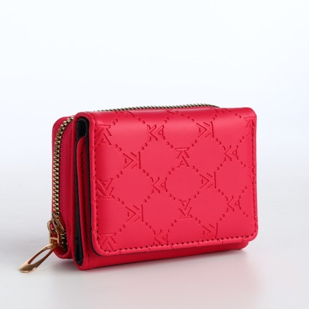 Women's wallet on the button, pink color