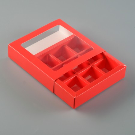 Packaging for sweets 9 pcs, 14.5 x 14.5 x 3.5 cm, red-1