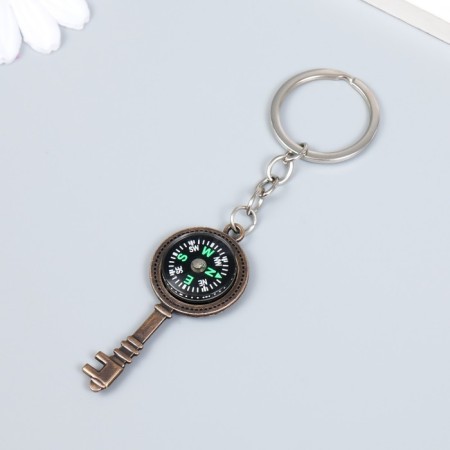 Metal keychain "Key with compass" 2.5x0.5x5.8 cm-2