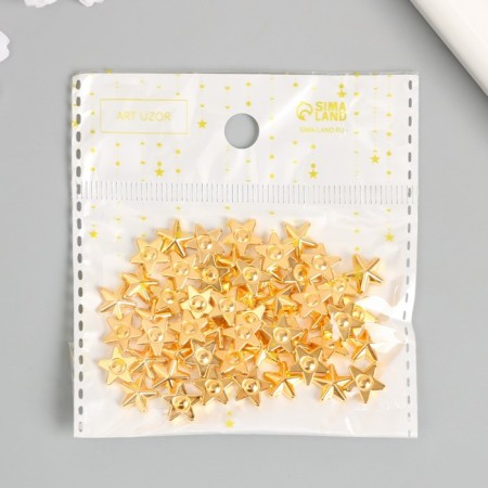 Decor for creativity plastic "Stars" gold set 50 pcs 1x1 cm-3