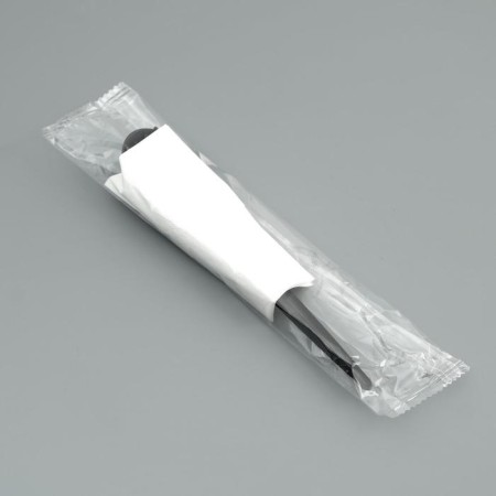 A set of disposable dishes "Fork, spoon, napkin. Bum., Toothpick" Black, 16.5 cm-2