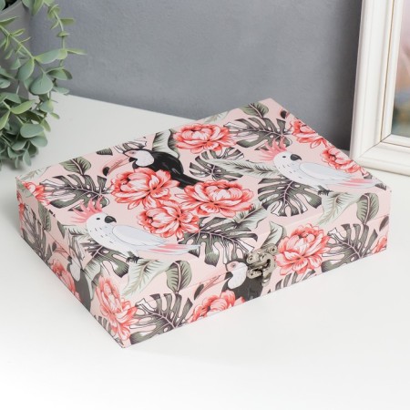 Casket tree "Caches and a cupboard in flower jungle" leatherette 5.5x24x17 cm