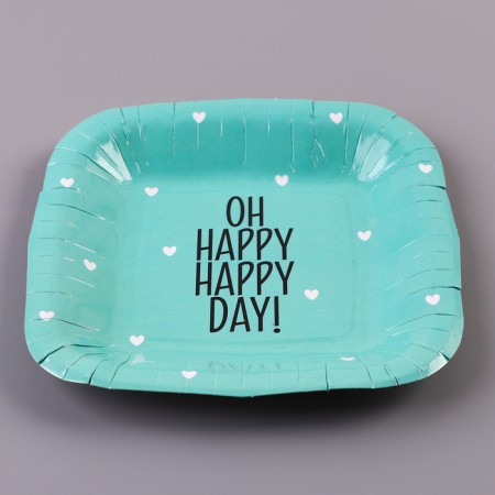 Disposable plate plate square "Happy Day", mint, 16.5x16.5 cm-3