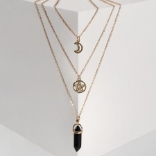 Pendulum pendulum and pentagram, black color in gold, 52 cm