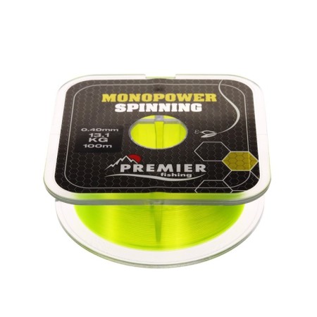 Premier Fishing Monopower Spinning Lines, diameter 0.4 mm, test 13.1 kg, 100 m, fluorescent yellow
