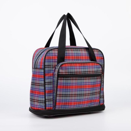 Lightning bag, with an increase, external pocket, blue/red color