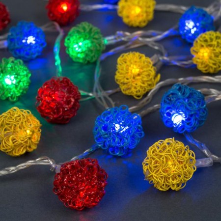 Garland "thread" 4 m with nozzles "Ball Wire", IP20, transparent thread, 20 LED, glow of multi, 8 modes, 220 V