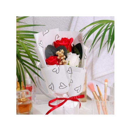 A premium bouquet of red-white soap roses, 3 pcs-6