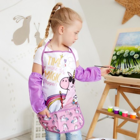 Set of children for creativity Ethel "Unicorn" apron 49 x 39 cm and sleeves-3