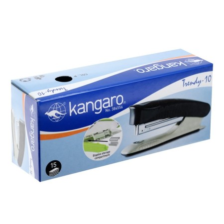 Stapler Kangaro Trendy No. 10, up to 15 sheets, built -in anti -stepler, green-3
