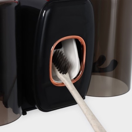 Holder for toothbrushes with a toothpaste, a glass of 2 pcs, 20 × 10.2 × 6.2 cm, black color-4