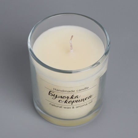 A candle in a glass flavored "bun with cinnamon", 7x7 cm, 27 hours-4