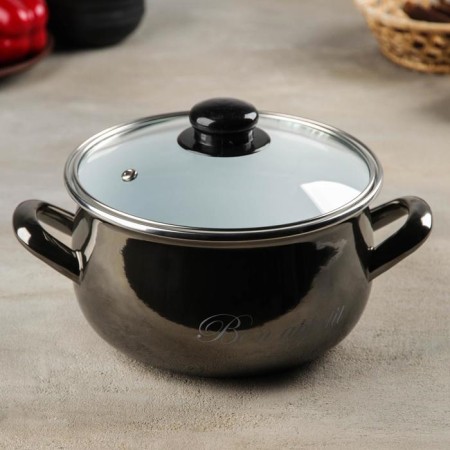 Metallic pan, 3.1 l, glass cover, induction