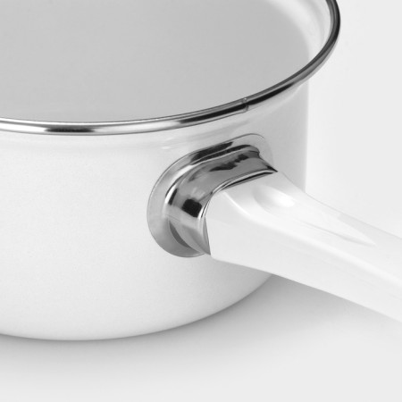 Cylindrical bucket, 1 l, without decolleys, plastic handle, enameled cover, induction, white color-3