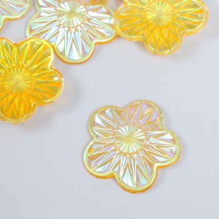 Decor for creativity Plastic "Flower" Holography Orange set 6 pcs 3.5x3.5 cm
