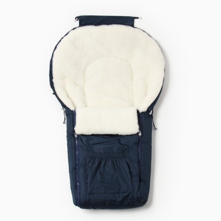 Children's envelope on fur, blue color, height 56-62 cm