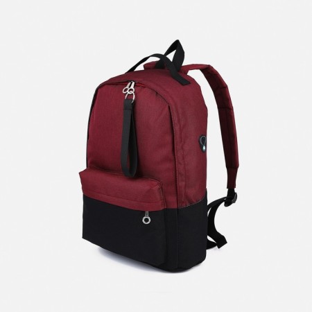 Young backpack from the textiles with lightning, Fulldorn, 3 pockets, burgundy color