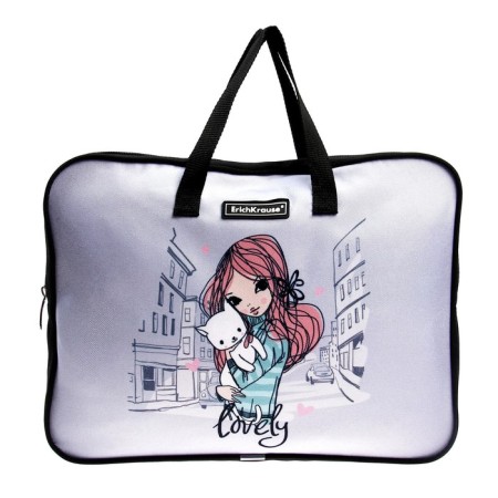 Folder with A4+handles, 360 x 290 x 70 mm, textile, Erich Krause Romantic Girl 57594