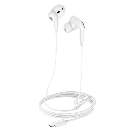 Hoco M1 Pro headphones, wired, vacuum, microphone, Lightning, 1.2 m, white-5