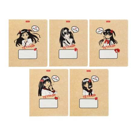 Notebook 18 sheets in a cage on a clip "Girls Manga", mix