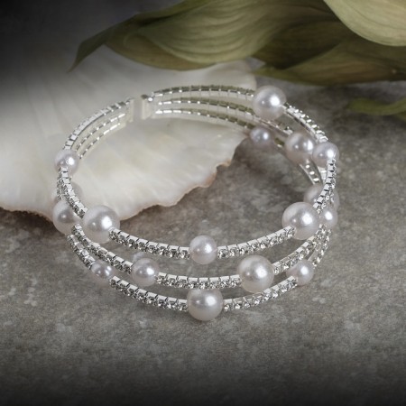 Bracelet Pearl "Spring" Shine, ball No. 2.4, white color in silver, l = 5cm-1