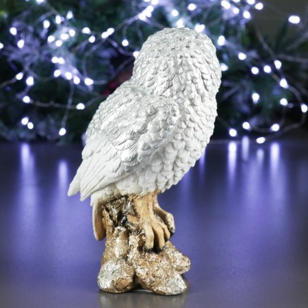 New Year's figure "Owl on the snag" silver 9x12x19cm-2