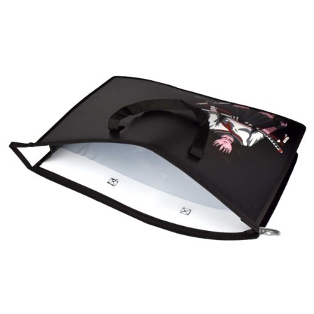 Folder for drawings and drawings A3, 450 x 330 x 90 mm, handles, plastic, zipper on top, Phoenix dance with katana-2