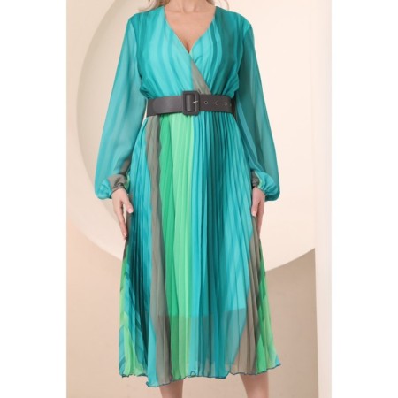 Women's dress, size 46, green color-10