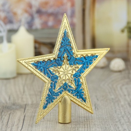 Tips "Star" lace pattern, 15x14.5 cm, golden blue
