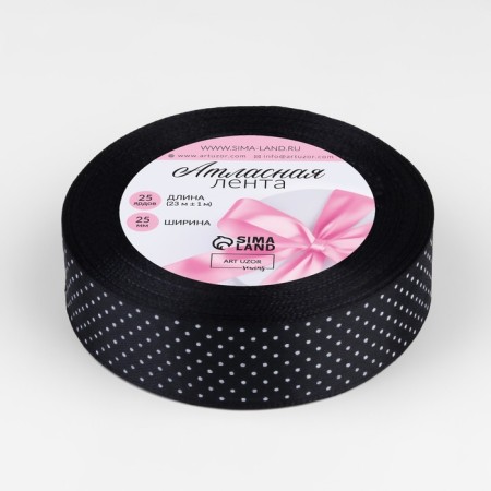 Satin ribbon "Golshek", 25 mm × 23 ± 1 m, color black No. 039-1