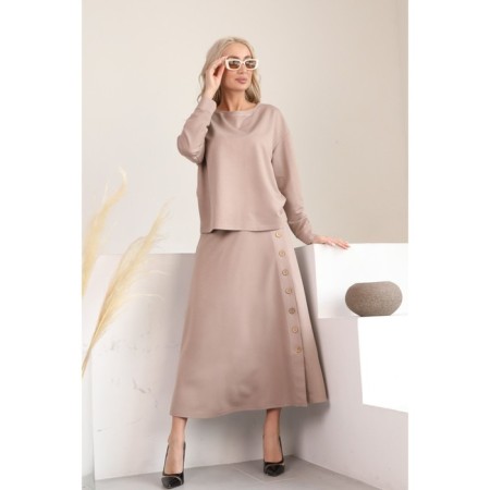 Female suit, size 54, beige color-8