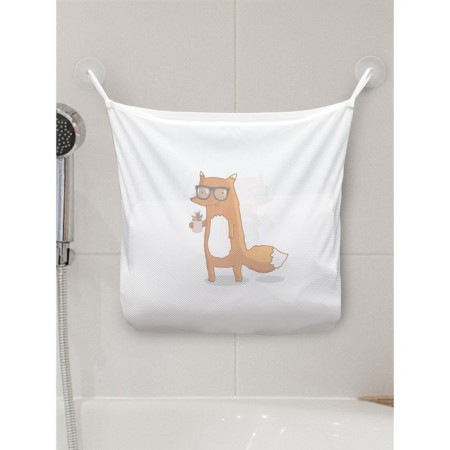 Organizer in a bath on suction cunning foxes, for storing toys and trifles, size 33x39 cm