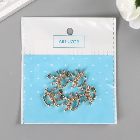 Decor for creativity metal, rhinestones "crown" gold 2x2 cm-3