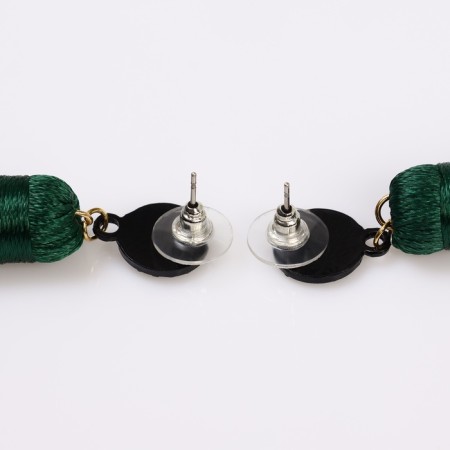 Earrings "Brushes" harmony, emerald color, l brush 8.5 cm-2