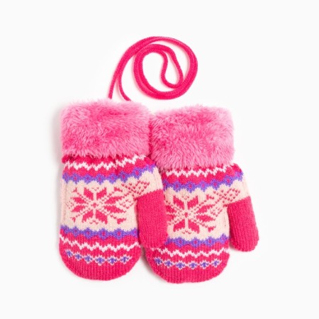 Mittens for children, pink color, size 13 (2-4 years)-1