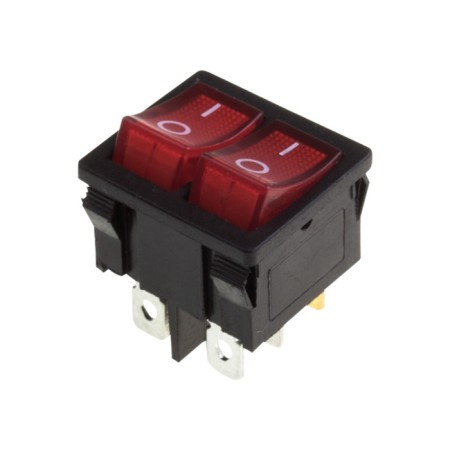 Klavima switch 250V 6A (6C) On -OFF red with double mini backlight (RWB-305) Rexant 10806