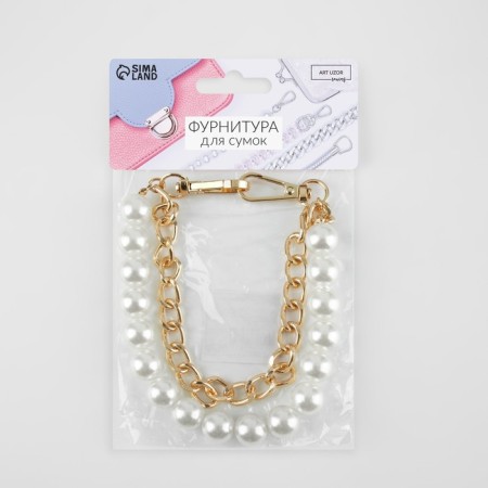 A chain for a bag, with pearls, d = 14 mm, 2.3 × 16 × 11.5 mm, 30 cm, gold color-7
