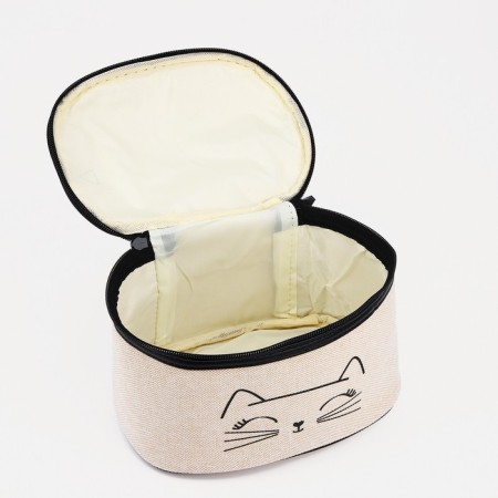 Cosmetic bag with a zipper, with a lining, beige color-2