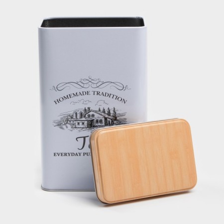 Tea Bank "House and Field", 19 × 12 × 8 cm, white color-2