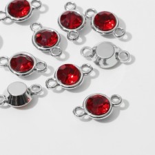 Circle Connector 2.4 × 1.5 × 0.7 cm, (set 10 pcs.), Red color in silver