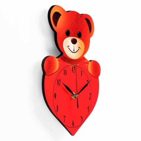 Wall watches, series: children's, "Bear with a heart", discrete move, 27 x 19 cm-1