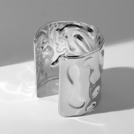 Bracelet Metal "Cuff" with recesses, silver color-2