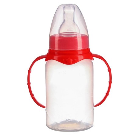 A bottle for feeding, a classic throat, 150 ml., From 0 months, cylinder, with handles, mix color-1