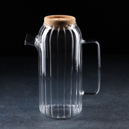 Glass jug with a cork lid "Eco", 1.6 l, 18 × 11 × 25 cm-1