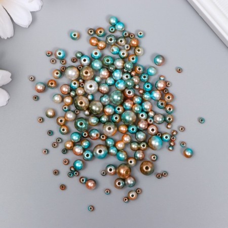 Beads for creativity plastic "Round. Gradient. Mermaid Blue Cream" D = 3-8mm, set 10 g 74595