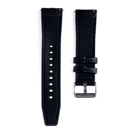 Hourly strap with fast-removable hairpins, 22 mm, eco-leather, L-22 cm, black-2
